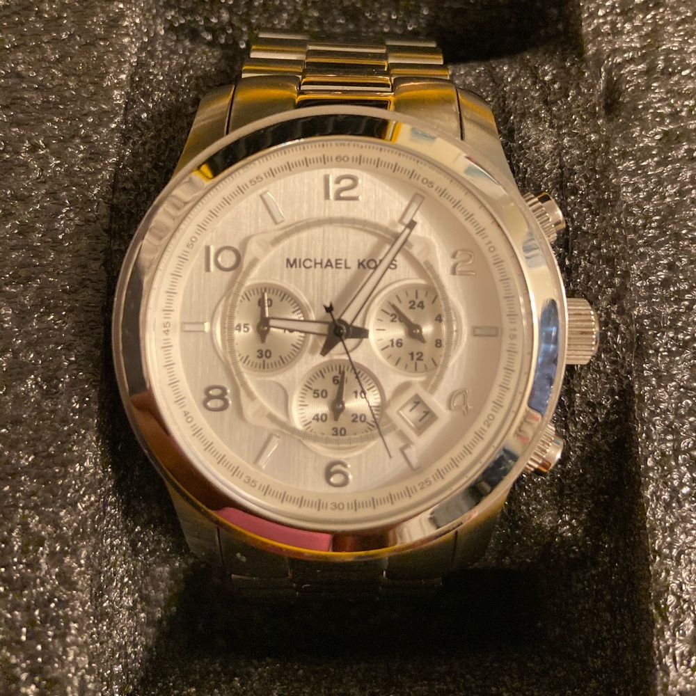 Michael Kors Silver Oversized Watch